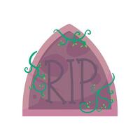 Spooky tombstone with RIP letters and green vines, perfect for Halloween invitations, haunted house posters, scary party graphics, October celebration visuals, and creepy design elements vector