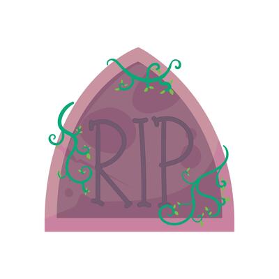 Spooky tombstone with RIP letters and green vines, perfect for Halloween invitations, haunted house posters, scary party graphics, October celebration visuals, and creepy design elements