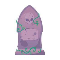 Illustration of a spooky tombstone with a skull detail, perfect for Halloween party invitations, haunted house decorations, creepy poster graphics, October event designs, and scary holiday visuals vector