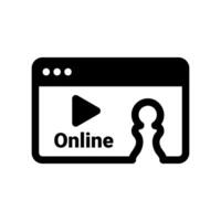 Simple icon chess online, live broadcast vector