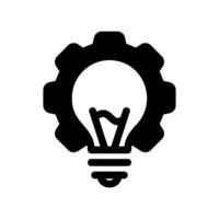 Simple icon light bulb, idea setting up, gear vector