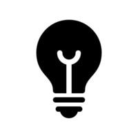 Solid Black Lightbulb Graphic with a Thick Bar Element Inside vector