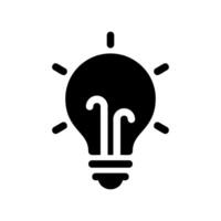 Black Light Bulb Icon with a Small Coiled Filament Inside vector