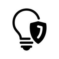 Simple icon light bulb, A safe shield vector