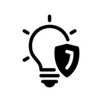 Simple icon light bulb shield vector