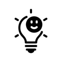 Simple icon light bulb, smiley face vector
