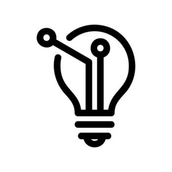A light bulb with wires and dots as a symbol of an electrical circuit vector