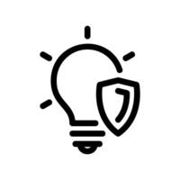 Shining Lightbulb with a Shield for Idea Protection vector