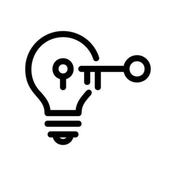 Lightbulb with Keyhole and Key Symbolizing a Solution vector