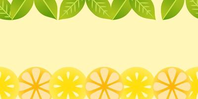 Lemon background. Colorful summer seamless pattern with hand drawn lemons and leaves. Oranges and lemon slices simple flat style illustration vector
