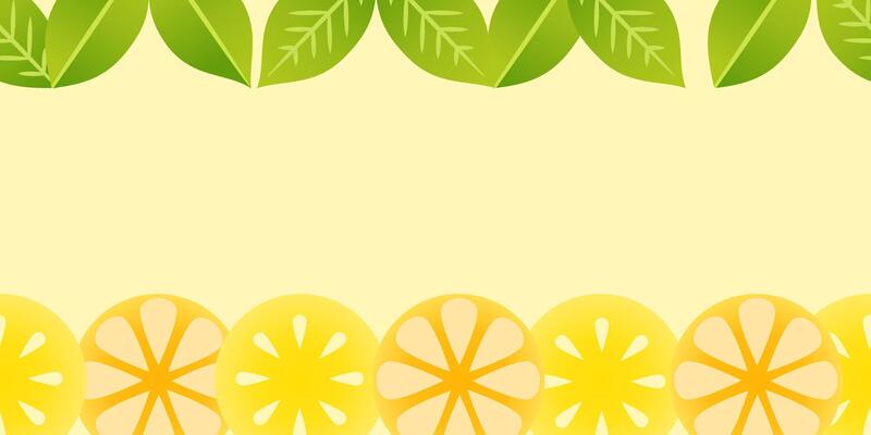 Lemon background. Colorful summer seamless pattern with hand drawn lemons and leaves. Oranges and lemon slices simple flat style illustration