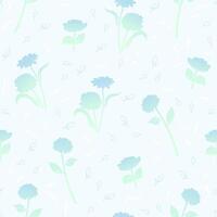 cute small gradient blue flower seamless pattern on white background vector