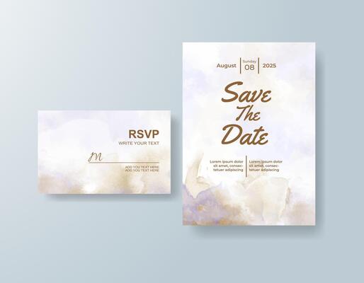 Watercolor blooms frame a refined wedding card.