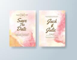 Bold watercolor wedding suite in golden yellow tones with a boho theme vector