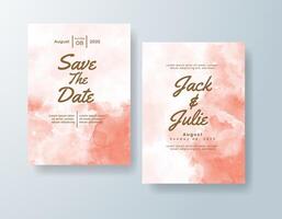 Romantic watercolor save-the-date in peach tones with a tropical theme vector