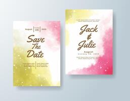 Handcrafted watercolor RSVP card in turquoise tones with a summer theme vector