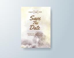 Artistic watercolor save-the-date in golden yellow tones with a vintage theme vector