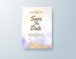 Handcrafted watercolor RSVP card in rose gold tones with a beach theme vector