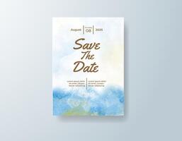 Bespoke watercolor announcement in dusty blue tones with a rustic theme vector