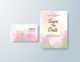 Fine art watercolor RSVP card in mint green tones with a spring theme vector
