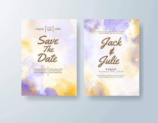 Artistic watercolor invitation in plum tones with a rustic theme