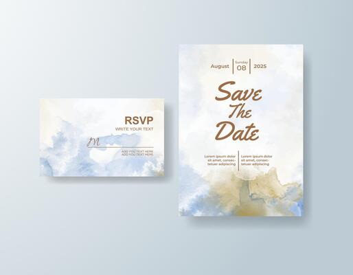 Elegant watercolor RSVP card in mauve tones with a romantic theme