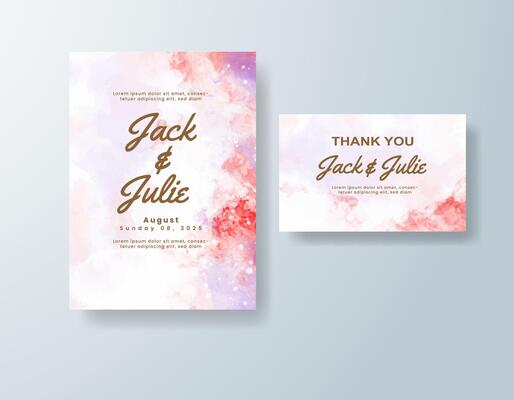 Bold watercolor thank you card in coral tones with a garden theme