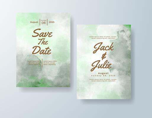 Sophisticated watercolor invitation in mint green tones with a classic theme
