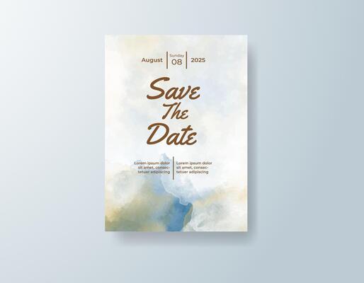 Artistic watercolor save-the-date in champagne tones with an elegant theme