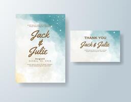 Whimsical watercolor thank you card in navy blue tones with a spring theme vector