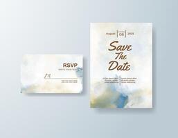 Graceful watercolor RSVP card in rose gold tones with a beach theme vector