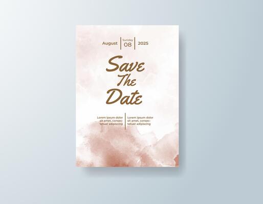 Subtle watercolor save-the-date in dusty blue tones with a floral theme
