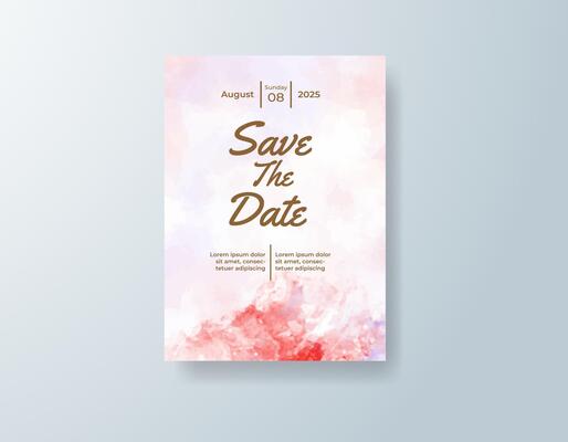 Romantic watercolor save-the-date in lavender tones with a whimsical theme