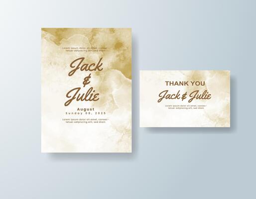 Artistic watercolor menu card in ivory tones with a rustic theme