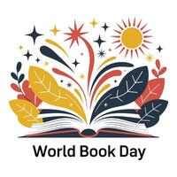 World Book Day Colorful Open Book with Magic Design vector