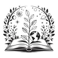 Education Tree with Book Roots and Planet Earth Symbol vector