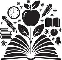 Learning Elements Silhouette Icon Set vector