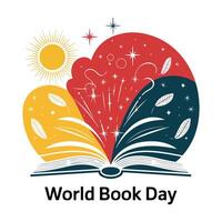 Fantasy Elements in Open Book World Book Day Art vector