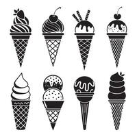Ice Cream Cone Silhouette Collection vector