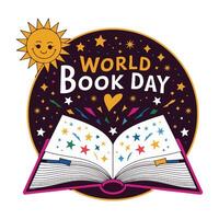 World Book Day Vibrant Book with Whimsical Elements vector