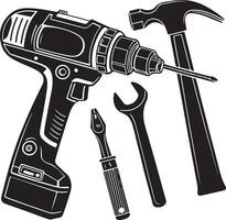 Tool Kit Clipart Bundle Hammer Drill Wrench Screwdriver vector