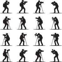 Silhouette Cameramen Graphics Bundle for Projects vector