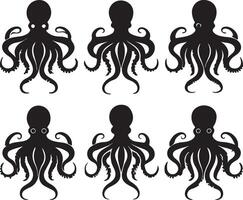 Octopus silhouette icon set design vector