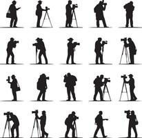 Silhouette Camera Operator Set for Graphic Design vector