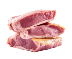 Fresh cuts of pork displayed on a clean surface for cooking png