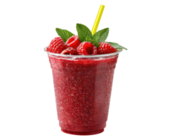 Refreshing raspberry smoothie with mint garnish for summer drinks png