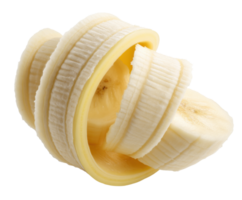 Fresh banana slices arranged creatively for culinary use png