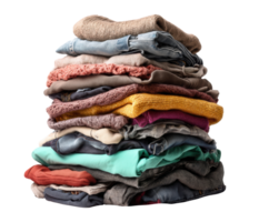 Neatly folded clothes stack for organizing wardrobe png