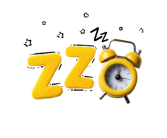 Sleep concepts with yellow alarm clock and letters for relaxation png