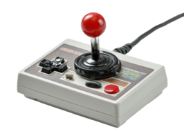 Classic retro gaming controller with joystick and buttons png